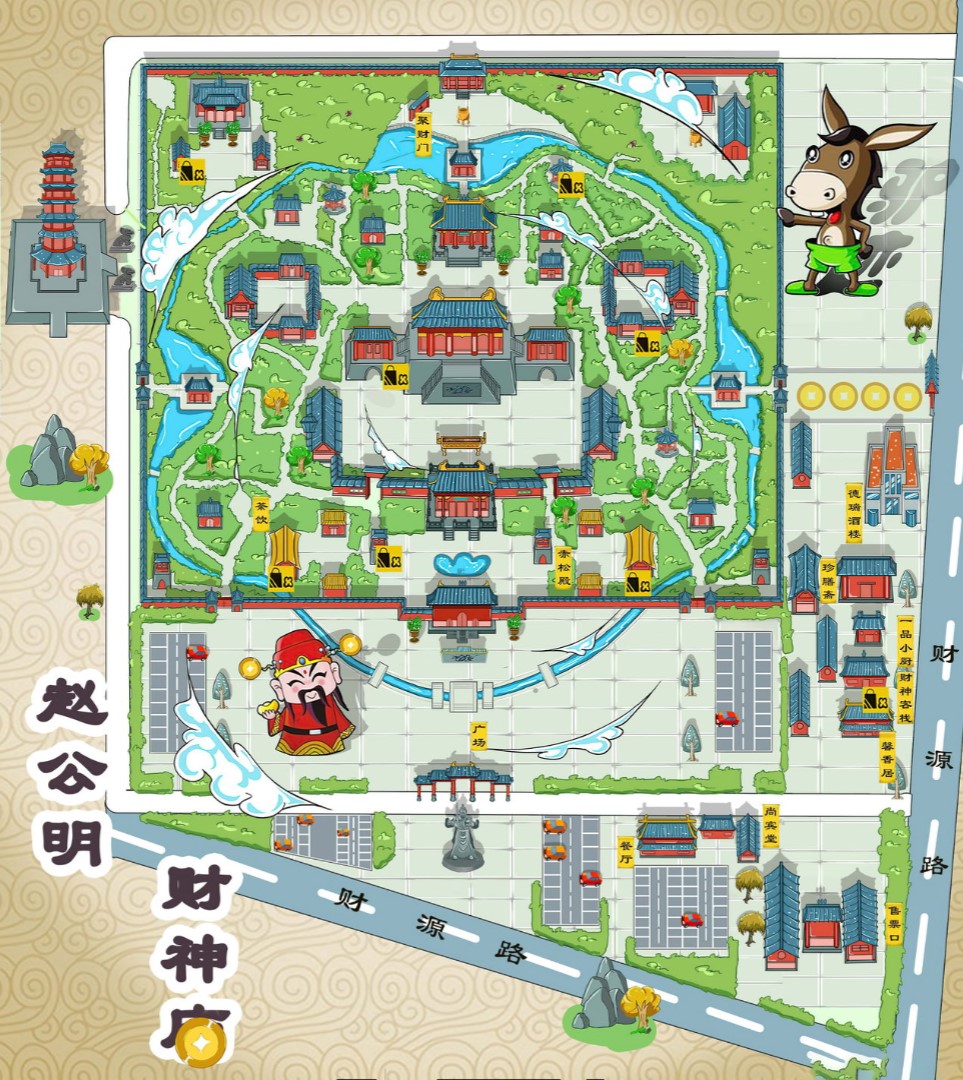 江油寺庙类手绘地图